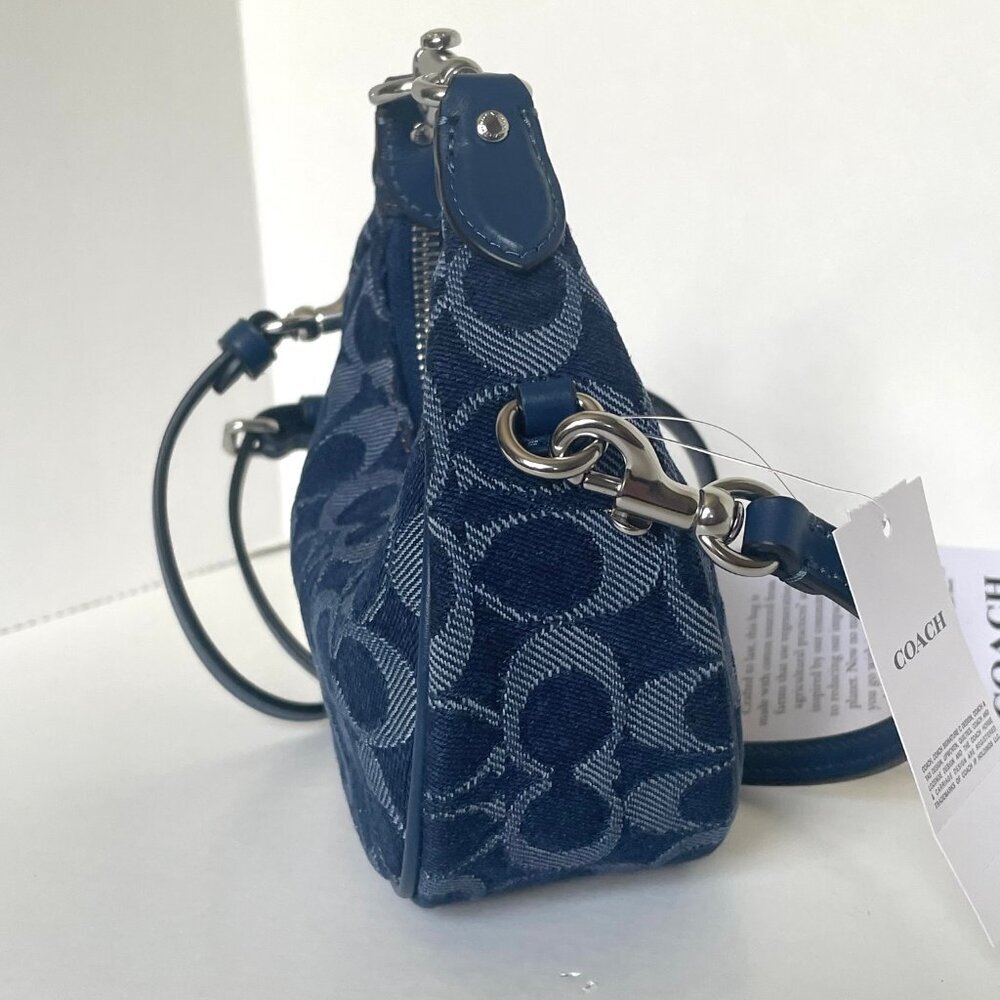 Coach Jonie Crossbody Mini Signature Denim Leather CA004 Hobo Wristlet Jacquard - Picture 9 of 13
